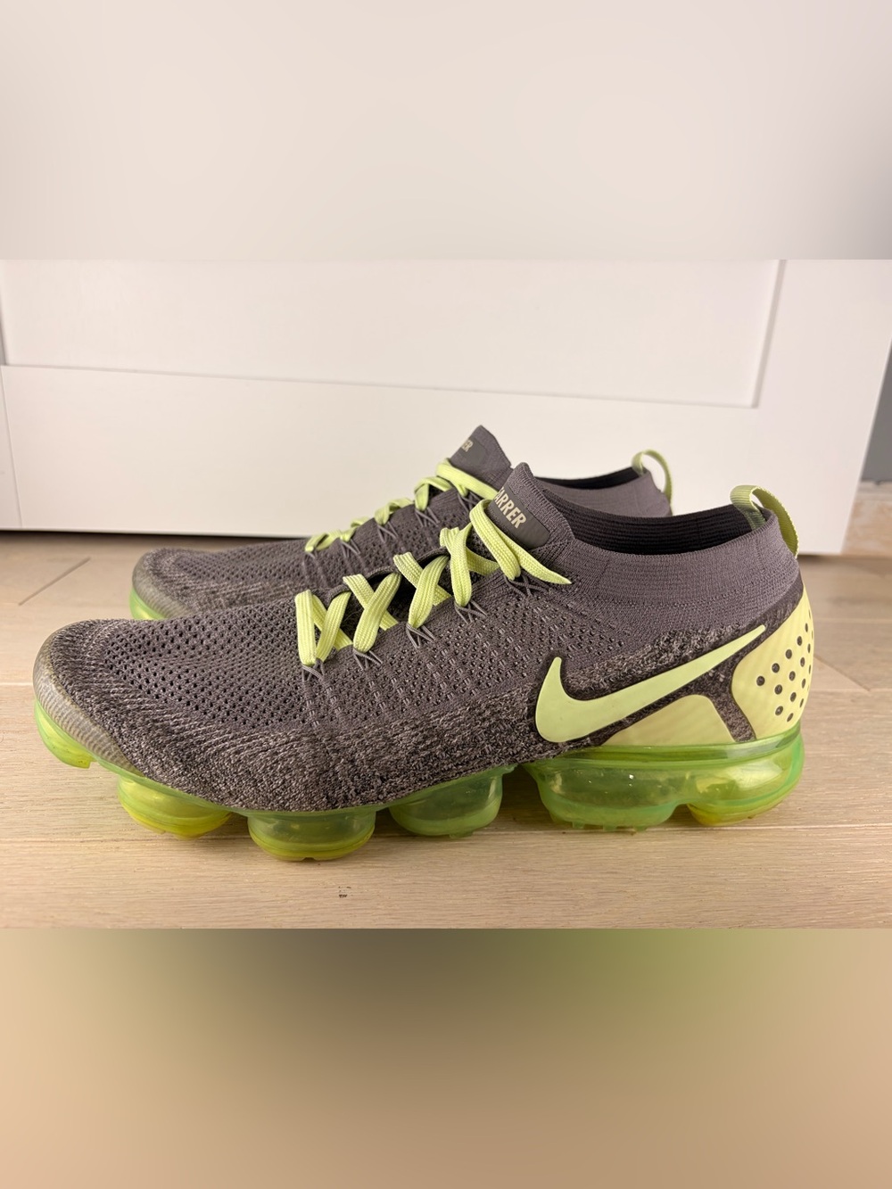 Nike Air VaporMax Flyknit Gray/Neon Green Men’s size 13